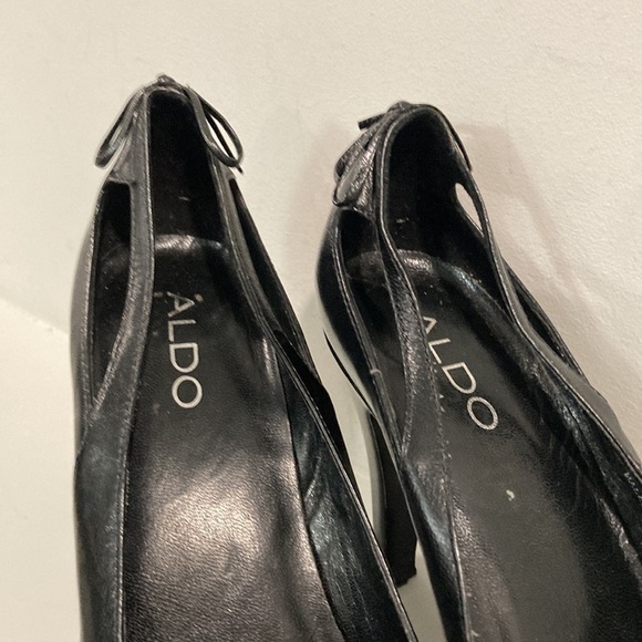 ALDO Leather Black Peep Toe Heels 37 - Picture 14 of 15